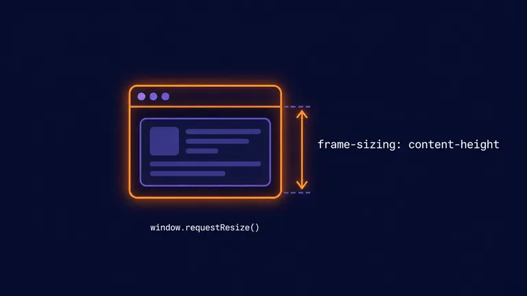 Enpitech illustration of Chrome 154 responsive iframes: frame-sizing content-height and window.requestResize()